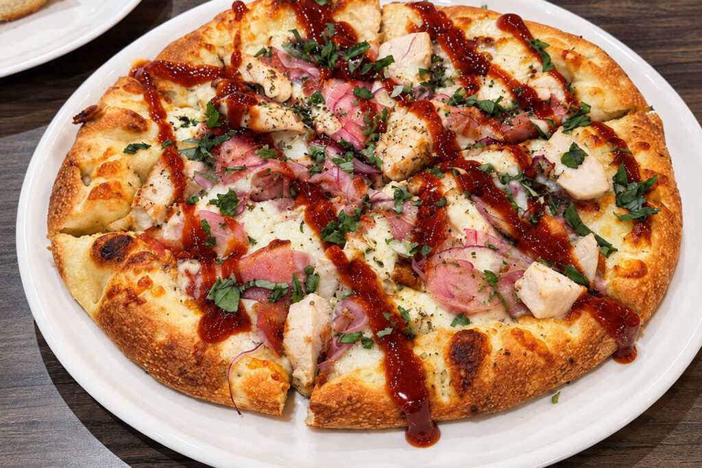 Calabrian BBQ Pizza at Eddie's Italian Eatery Calabrian BBQ Pizza at Eddie's Italian Eatery